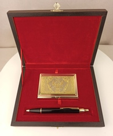 Набор "Гербовый" №16 визитница (Златоуст), ручка Паркер