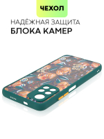 Чехол BROSCORP для Poco M4 Pro 5G оптом (арт. XM-PM4P-ST-TPU-DARKGREEN-PRINT)