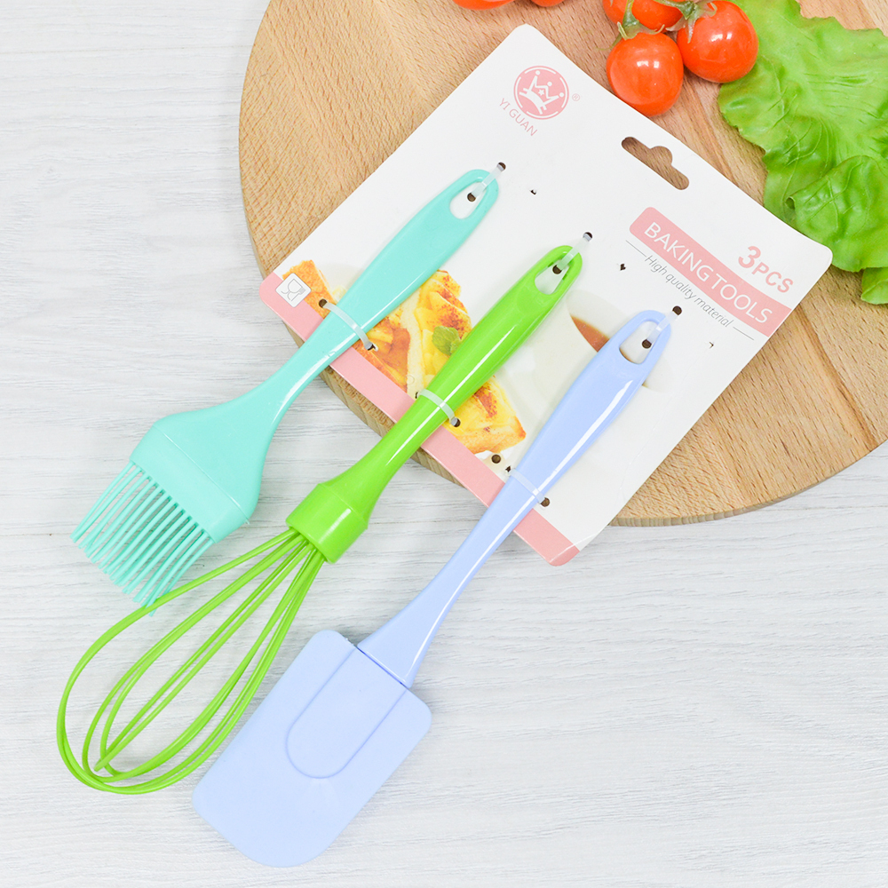 Набор кухонных принадлежностей силиконовый: кисточка+лопатка+венчик, 24*5см/20.5*4.9см/26*5см, NNATA