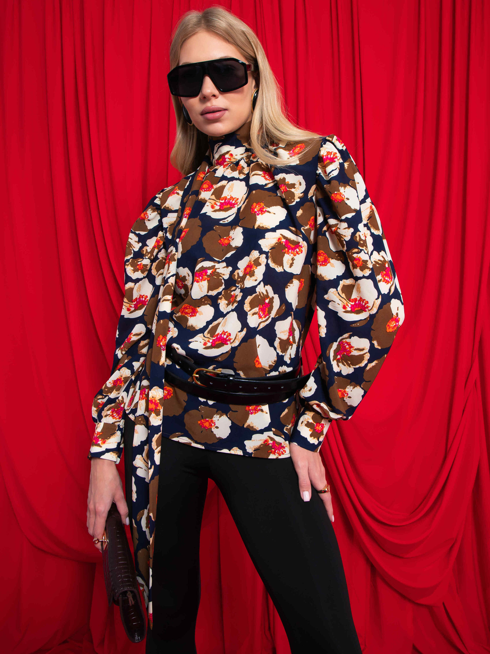 Блуза Кашне (синий/охра)