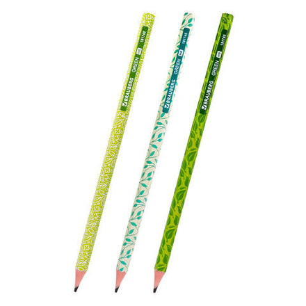 Карандаш чернографитный BRAUBERG "GREEN", 1 шт., HB, пластиковый,корпус ассорти