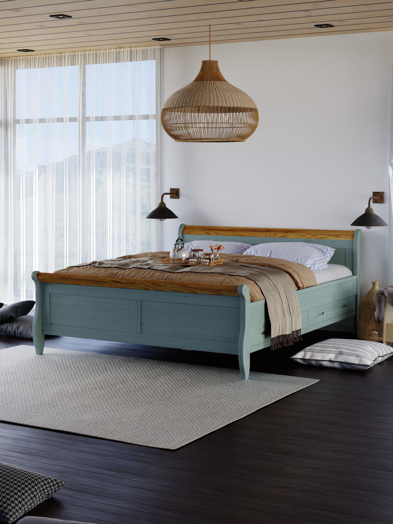 Кровать 180х200, Мелания, двуспальная, с выдвижными ящиками для белья, деревянная, эвкалипт, Dipriz