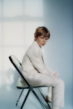 ZARA КОСТЮМНЫЙ ПИДЖАК ИЗ ХЛОПКА И ЛЬНА, СВЕТЛО-БЕЖЕВЫЙ