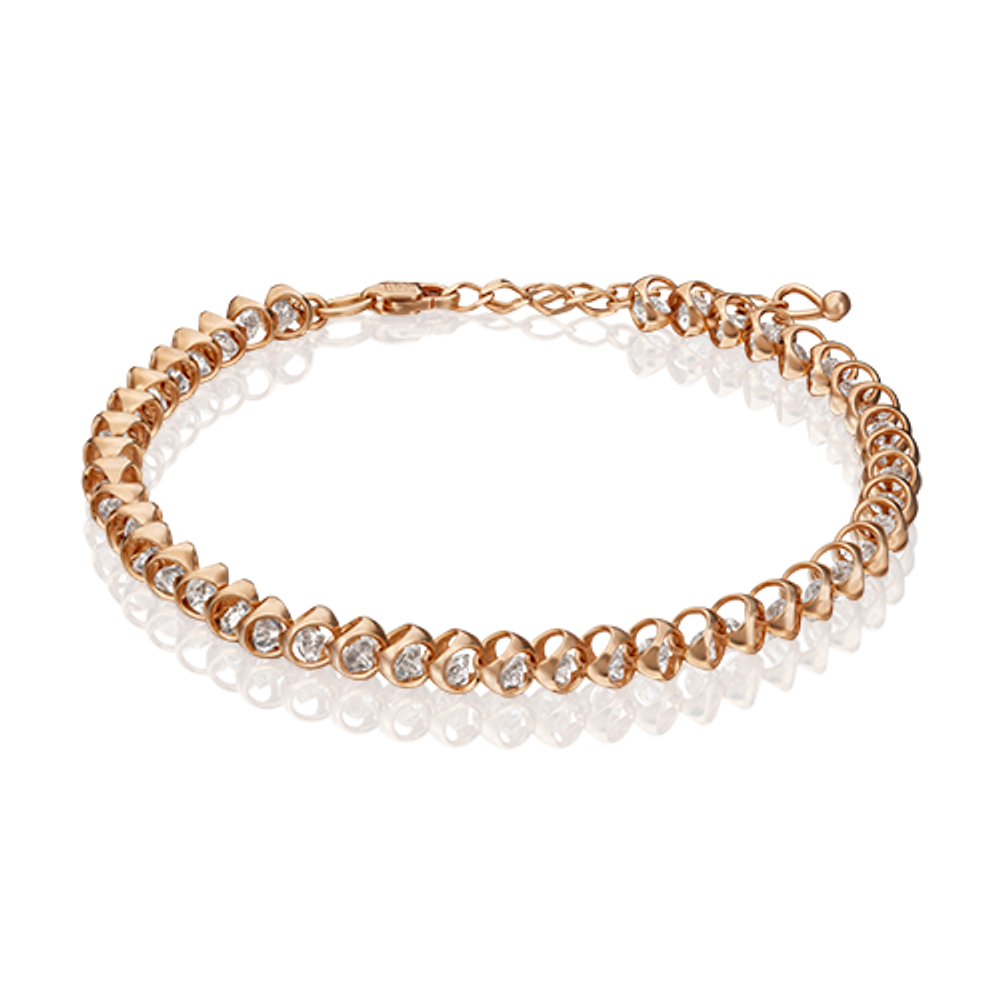 Браслет из красного золота с фианитами