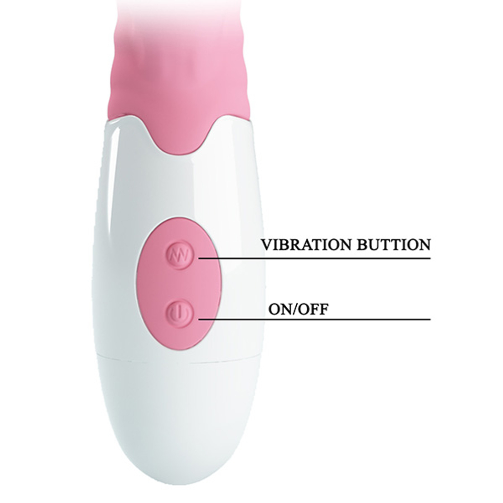 Розовый вибратор-кролик 20см c ребристым рельефом Pretty Love Pete Bunny Vibrator BI-014705-1