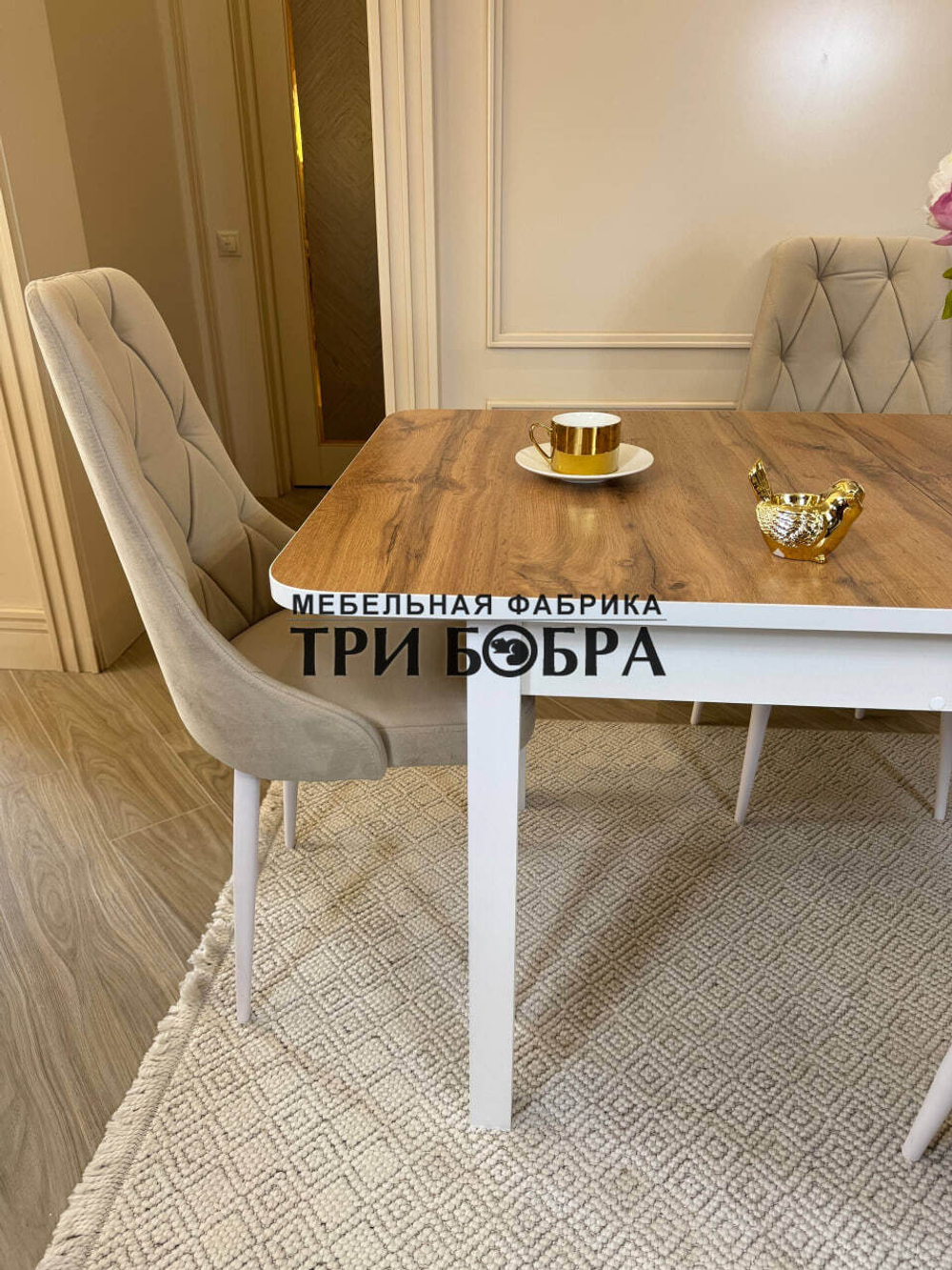 Большой кухонный стол "МАКСИ" дуб вотан и стулья "ЛОНДОН" 4 шт