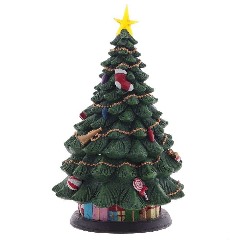 GAEM Фигур декор в стекл шаре "Елка и Снеговик" (подсв,муз, вьюга, AAх3 н/п), D 10 см, L19,5 W19,5 H35 см