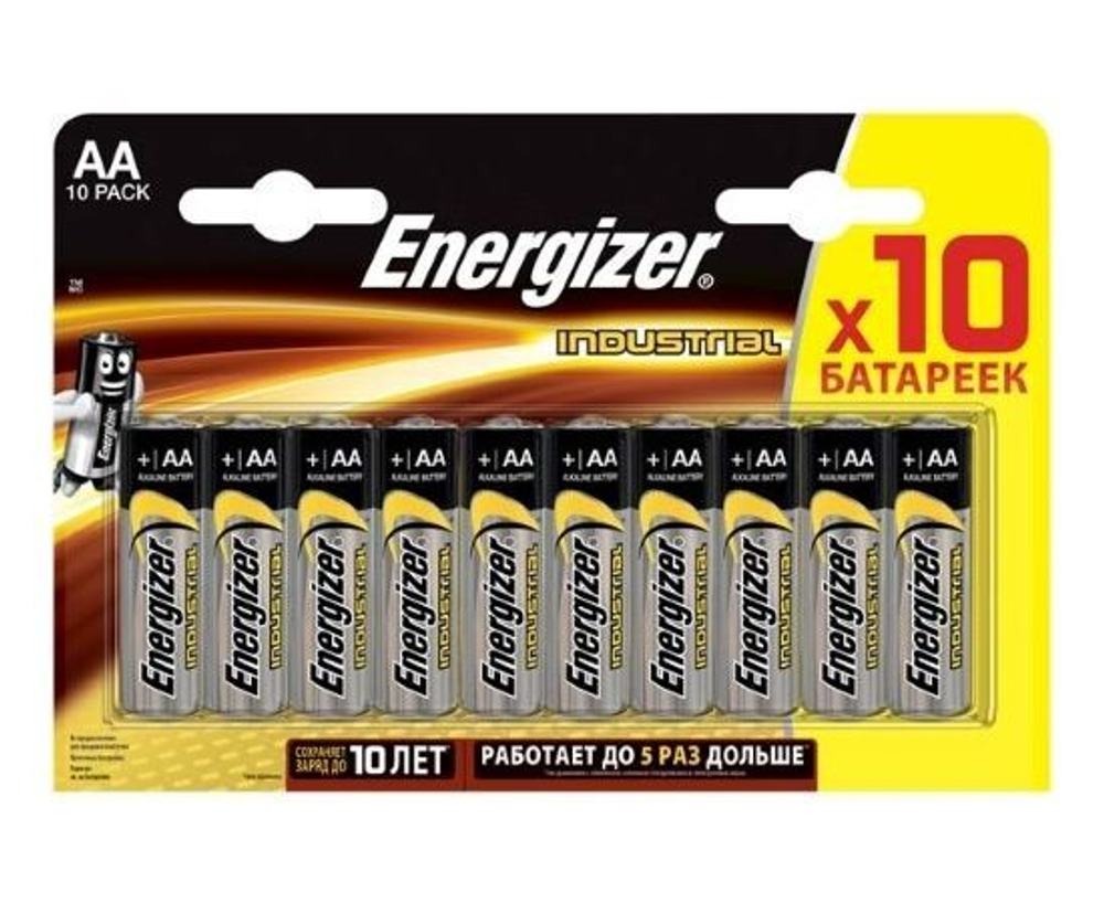Батарейка AA щелочная Energizer Industrial LR6 Box 10, в коробке 10шт.