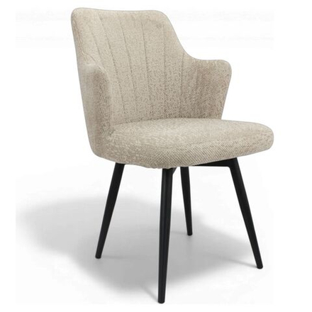 Стул поворотный "Монт 360" (арт. 346П), велюр Сити 01 кремовый, ножки круглые черные.