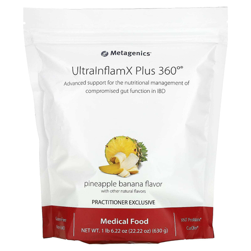 Metagenics, UltraInflamX Plus 360°, лечебное питание, ананас и банан, 630 г (22,22 унции)