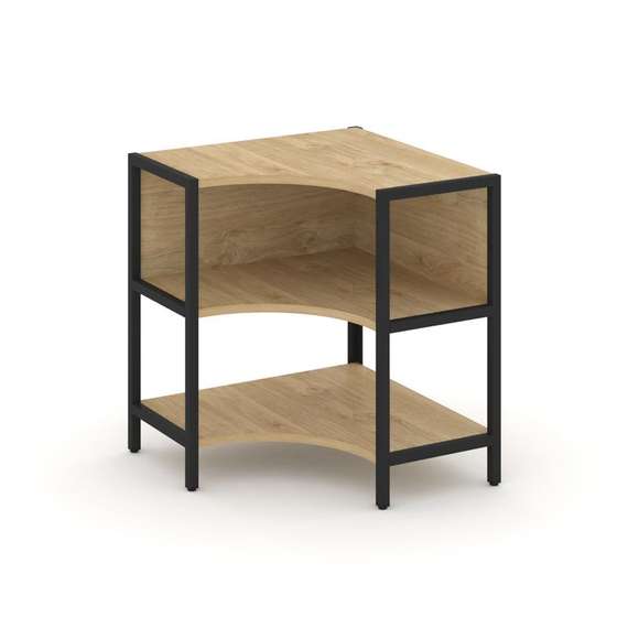 Shelf System Односекционный угловой стеллаж двухярусный SN.STMU-211 Тиквуд Светлый/Металл Черный 810