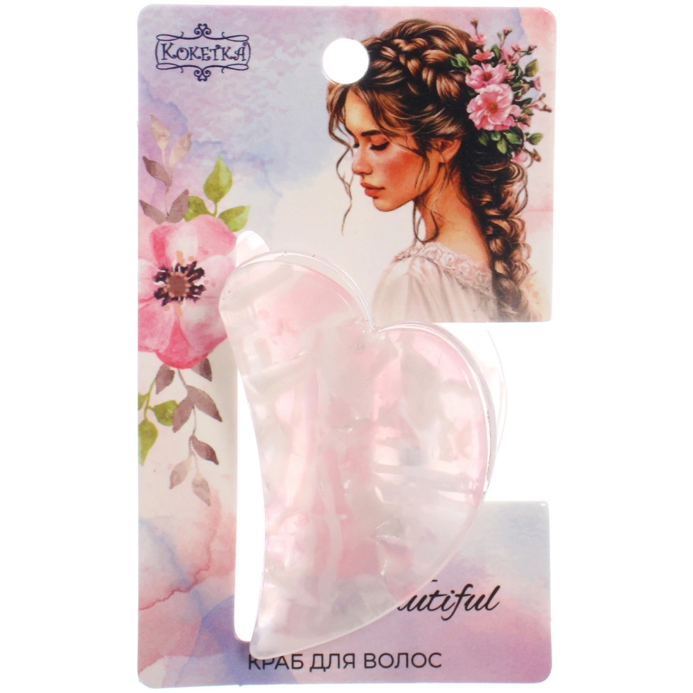 Заколка - краб для волос «AKS-EMPIRE», сердце, цвет микс 6 цветов, 4,5*3см