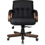 Кресло руководителя Бюрократ T-9932WALNUT-LOW/B, низкая спинка, Кожа, Черная