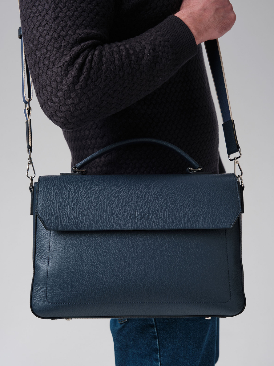 Мужская кожаная сумка Levi DBR 7115 насыщенный синий