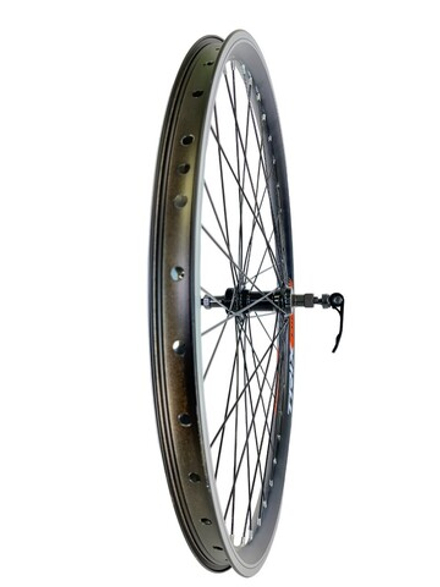 Колесо 26" заднее TRIX, обод алюм., двойной, V-br, под трещотку, эксцентрик, черная, 36H, фрезер.
