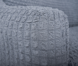 Комплект чехлов на трехместный диван и кресла с оборкой, цвет Серый