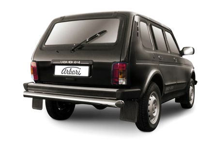 Защита заднего бампера d76 Arbori нерж. сталь для LADA 4х4 5дв. 1993-нв