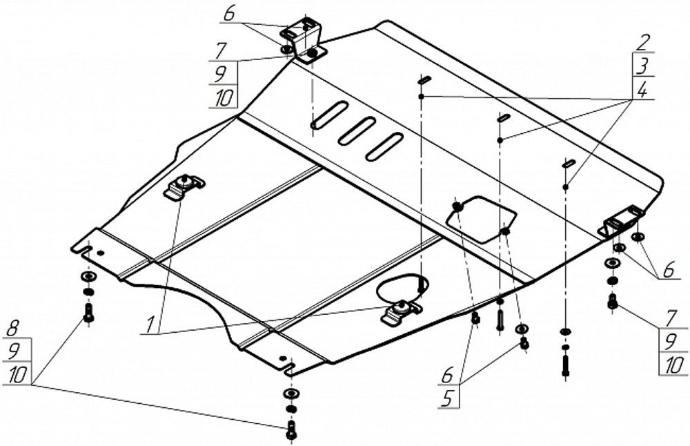 Защита картера двигателя, КПП, Масляного фильтра. 2 мм, Сталь. для Suzuki Swift 2010-2017, Motodor.02417
