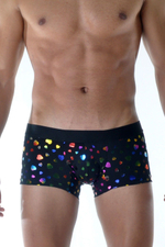 Мужские трусы-боксеры с разноцветными блестящими сердцами (Размер: M) (Цвет: черный)