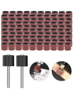 Набор шлифовальных барабанов для гравера XCAN 80 грит, с оправками 12,7мм, 102 предмета