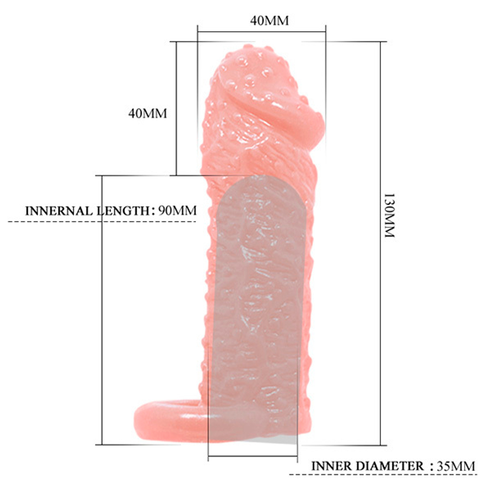 Фаллическая насадка 13см с точками и подхватом мошонки Baile BI-016013-1