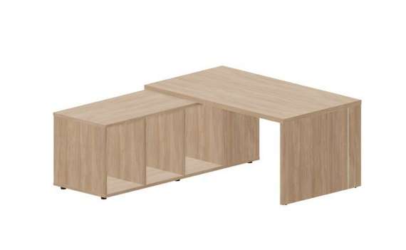 Стол на опорной сервисной тумбе (левый) 160(+0/15/30)х180х73.5см