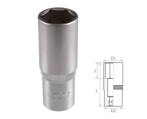 TOLSEN (TT16569) Головка торцевая глубокая шестигранная 1/2", 19 мм