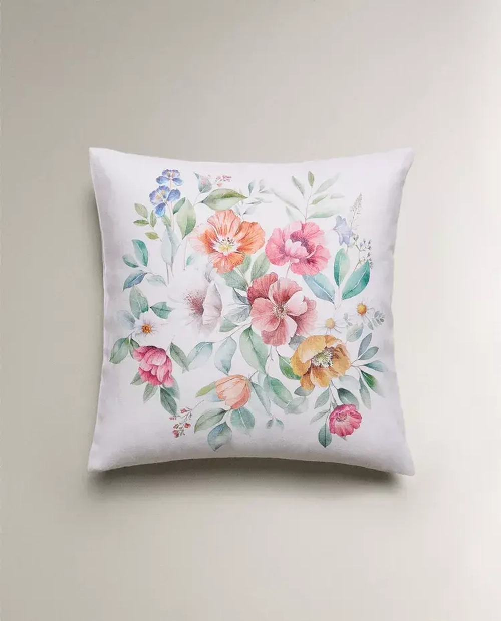 ZARA HOME НАВОЛОЧКА ДЛЯ ДЕКОРАТИВНОЙ ПОДУШКИ С ЦВЕТОЧНЫМ УЗОРОМ, ЖЕЛТОВАТО-БЕЛЫЙ