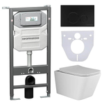 Комплект подвесной безободковый унитаз Ceramica Nova Metric + инсталляция с клавишей смыва, черная матовая CN3007_1001B_1000
