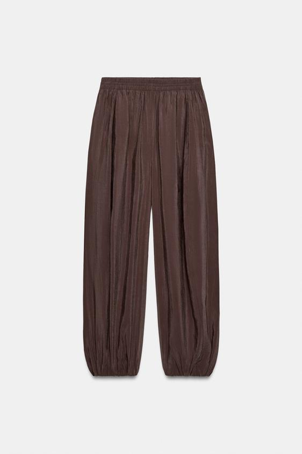 ZARA БРЮКИ-БАЛЛОНЫ С ЭЛАСТИЧНЫМ ПОЯСОМ. КОРИЧНЕВЫЙ