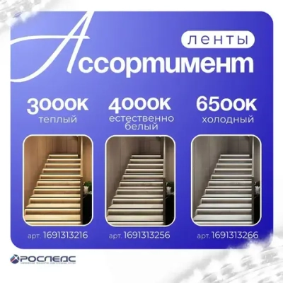 Светодиодная лента 12В белый 4000К 5m
