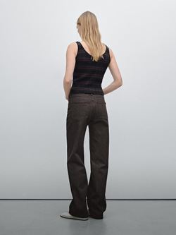 Massimo Dutti Джинсы со средней посадкой и широкими штанинами, коричневый