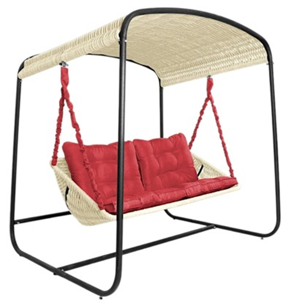 Качели в сад DeckWOOD Sky Bed Lite (белый, подушка красная)