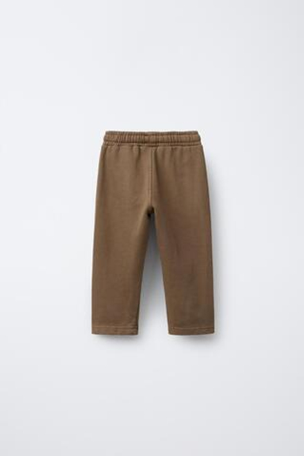 ZARA БРЮКИ ПРЯМОГО КРОЯ ИЗ МЯГКОЙ ТКАНИ С ВЫШИВКОЙ, СВЕТЛО-КОРИЧНЕВЫЙ