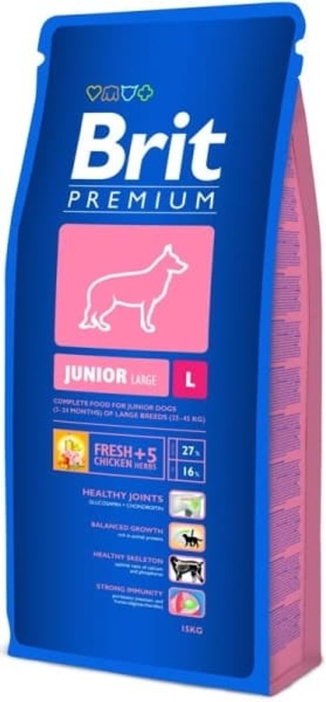 Brit Premium Dog Junior  L 15кг (д/крупных пород от 2-12 мес) сухой д/щенков