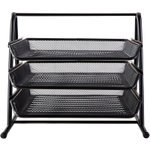 Лоток горизонтальный DELI на 3 отделения, металлический черный