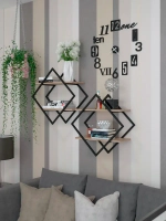 Набор полок ромб настенных черных-дуб  - ЧД