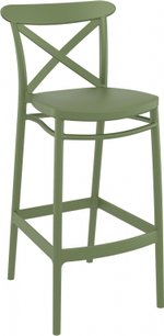 Стул пластиковый барный Siesta Contract Cross Bar 75, оливковый