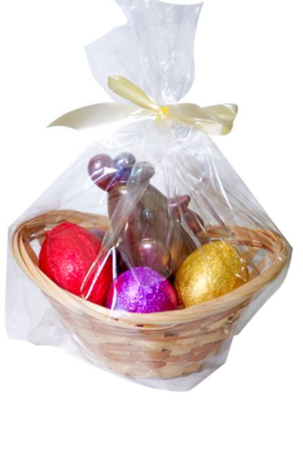 Шоколадная курочка с яичками настоящий шоколад ручной работы в корзине из бамбука  200 гр