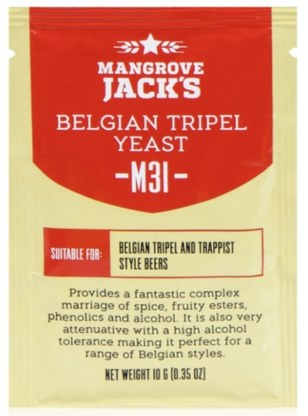 Пивные дрожжи Mangrove Jack's "Belgian Tripel M31", 10г