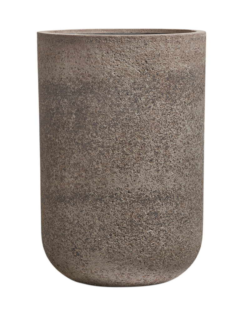 Кашпо TREEZ ERGO - Hard Rock - Высокий округлый цилиндр - Песок серый беж - в-74, д-50