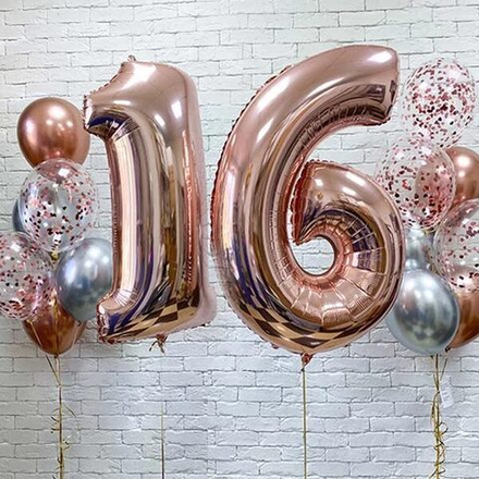 Сет воздушных шаров Розовое золото с цифрами