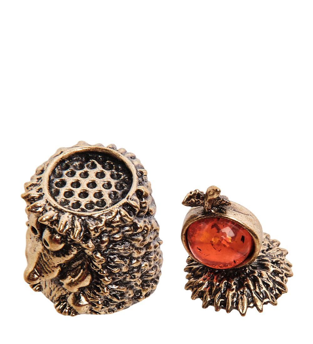 AM-2985 Наперсток «Ежик» (латунь, янтарь)