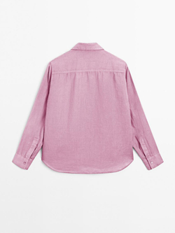 Massimo Dutti Рубашка из струящегося 100% льна, розовый