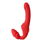 Красный безремневой двусторонний страпон 35см с вибрацией ToyFa Black&Red 901408-9