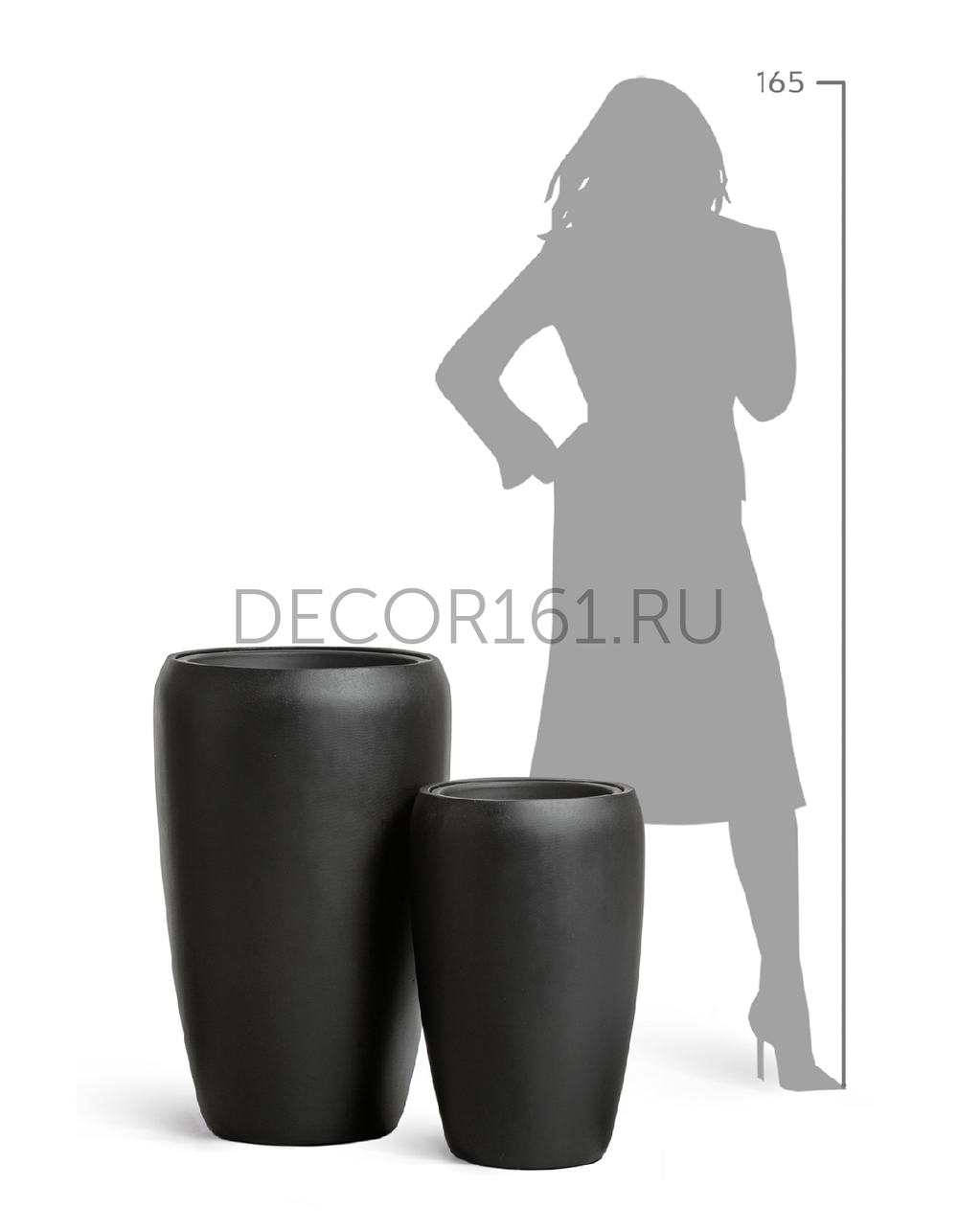 Кашпо TREEZ Effectory Black Stone Высокий округлый конус Антрацит в-68 см, д-43 см 41.33-12-22-091-BLCK-68
