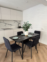 Кухонный раздвижной стол "Черный тунис" и 4 стула Дублин