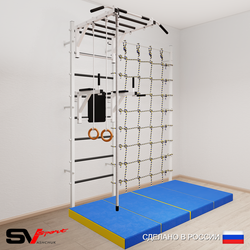 Шведская стенка Sv Sport 54440 (Турник рукоход/Брусья/Канат/Кольца/Мат 2м/Канатный лаз)