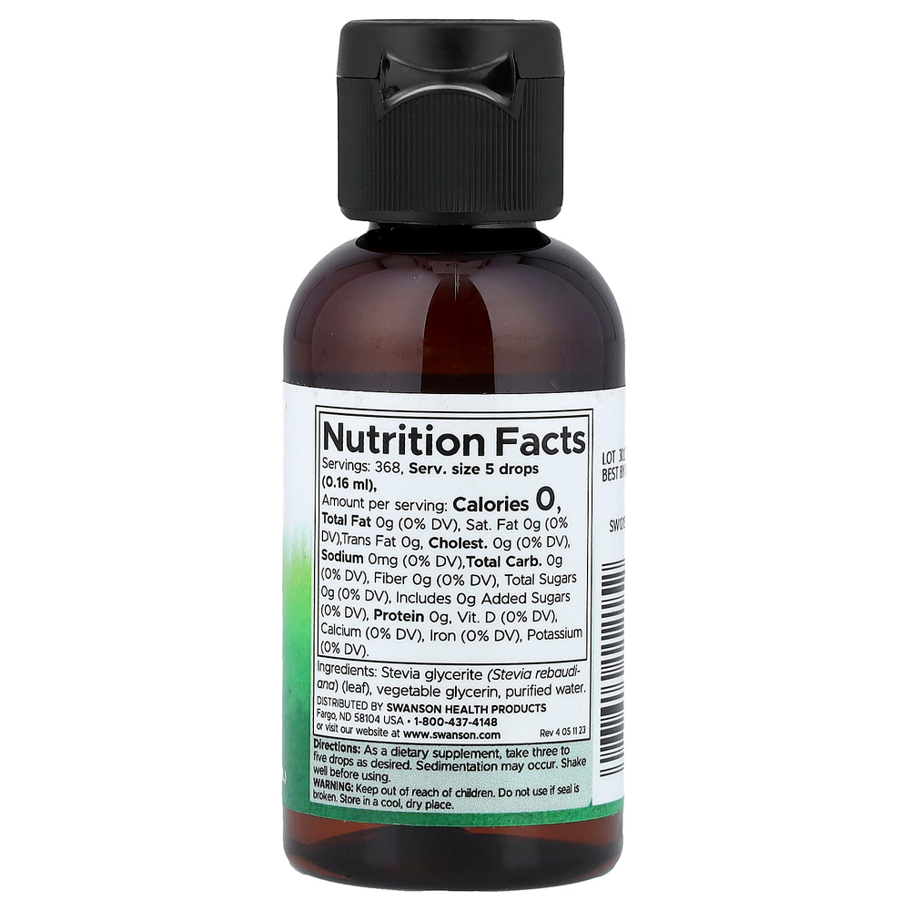 Swanson, Жидкий экстракт стевии, без спирта, 59 мл (2 жидк. унц.)