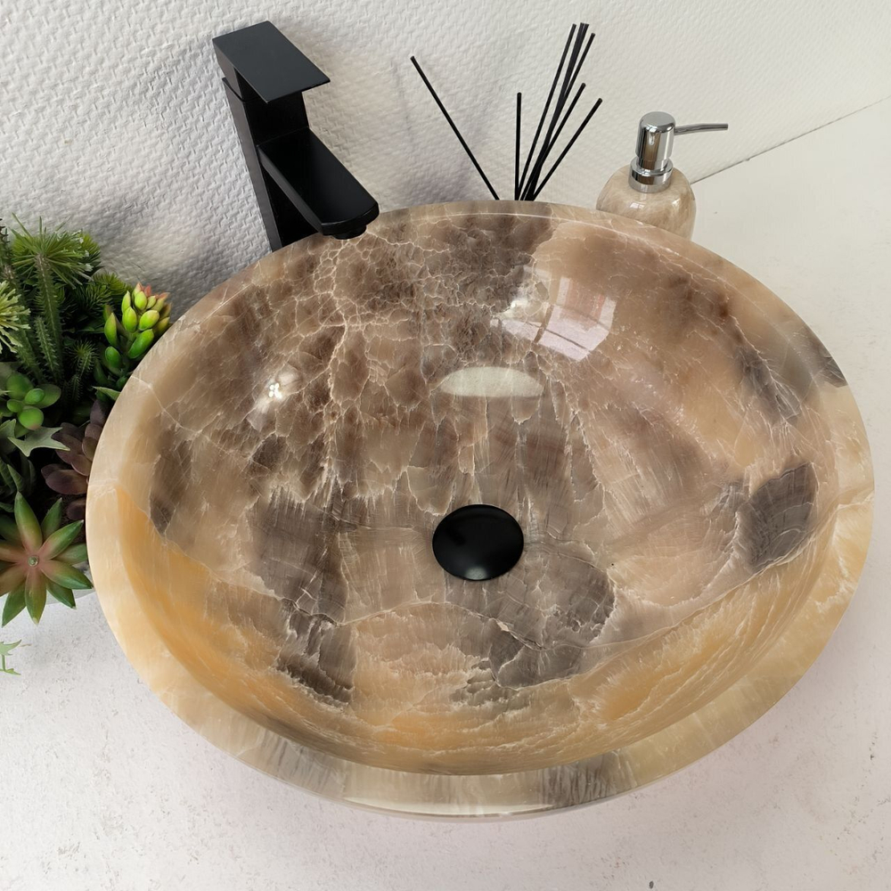 Каменная раковина из оникса Bowl Grey Medium TinLip BO-00964 (45*45*15)